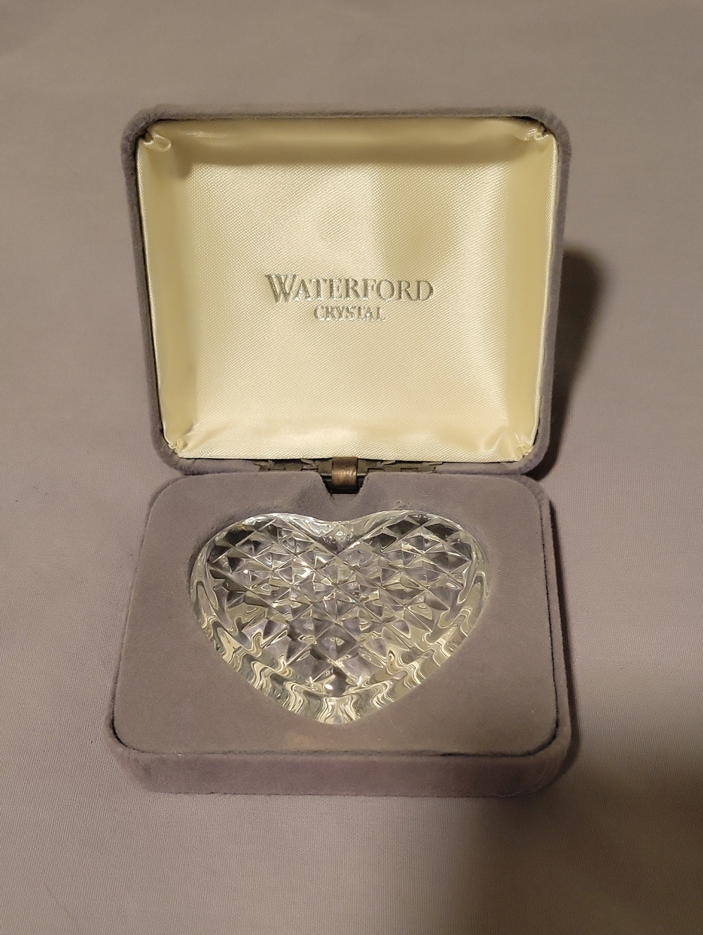 Vintage Waterford Crystal Clear Heart paperweight with Cut Facet Pattern